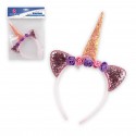 Diadema Rosa Unicornio Flores
