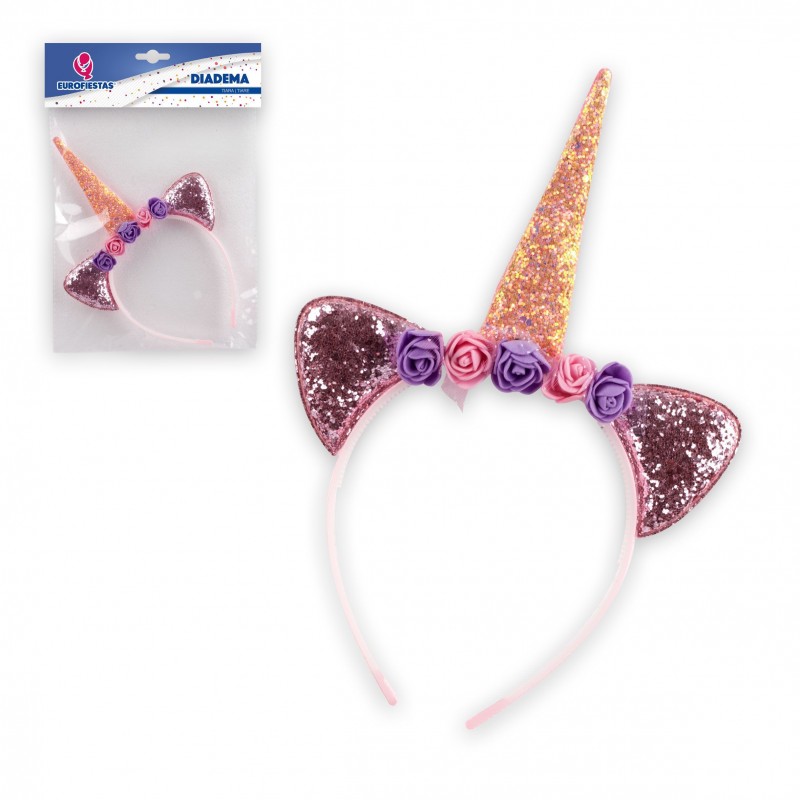 Diadema Rosa Unicornio Flores Diadema Rosa Unicornio Flores
