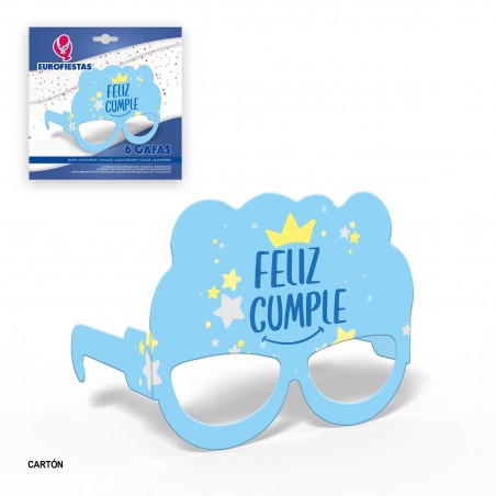 Gafas de carton coleccion feliz cumple azul