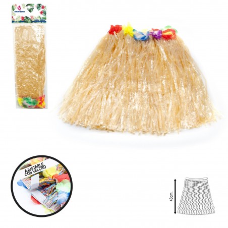 Falda Hawai Color Paja Plastico 40cm