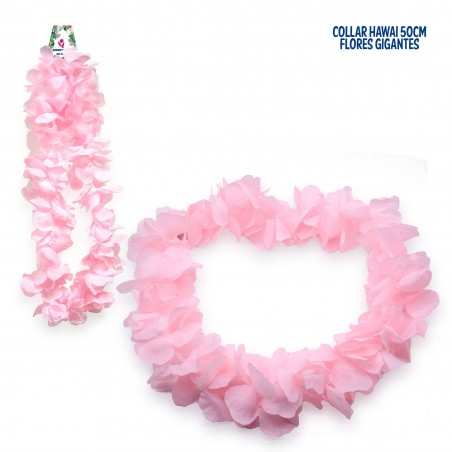 Collar hawai rosa flor grande 50cm