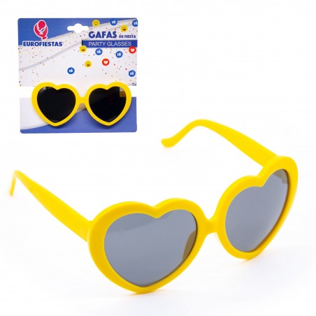 Gafas Fiesta Corazones Amarilla