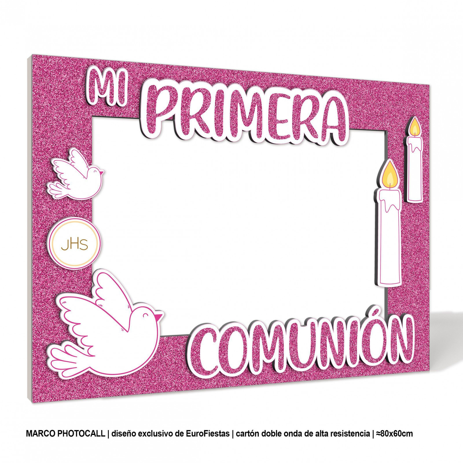 Photocall Comunión Niña Con Marco- Photocall rosa para comunion