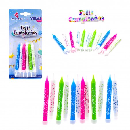 Velas Impresas Feliz Cumpleaños Colores