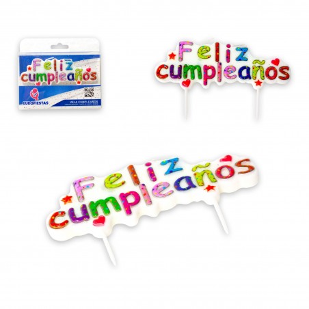 Vela feliz cumpleaños bloque colores