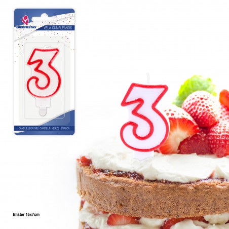 Vela Cumpleaños Blanco N 3