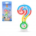 Vela cumplea. arcoiris interrogacion