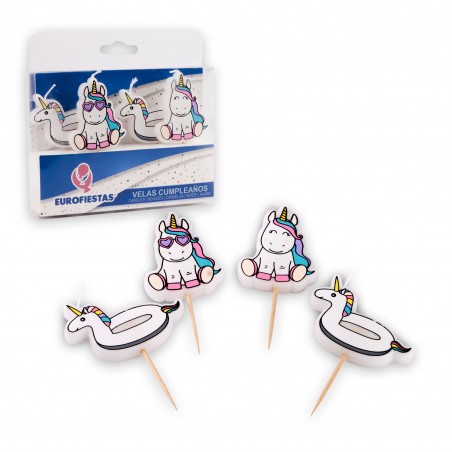 Velas unicornio con flotadores