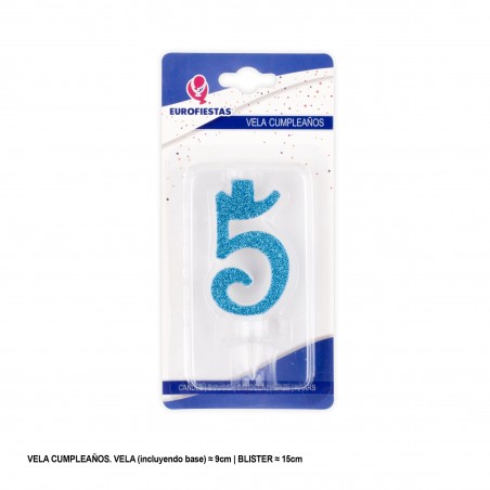 Vela Purpurina Azul 5