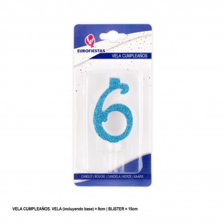 Vela Purpurina Azul 6