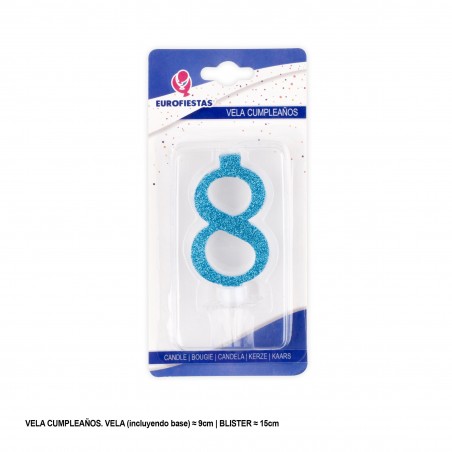 Vela Purpurina Azul 8