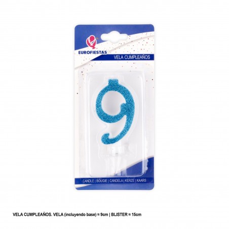 Vela Purpurina Azul 9