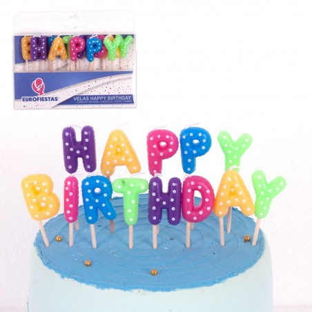 Set Velas Happy Birthday Colores Lunares