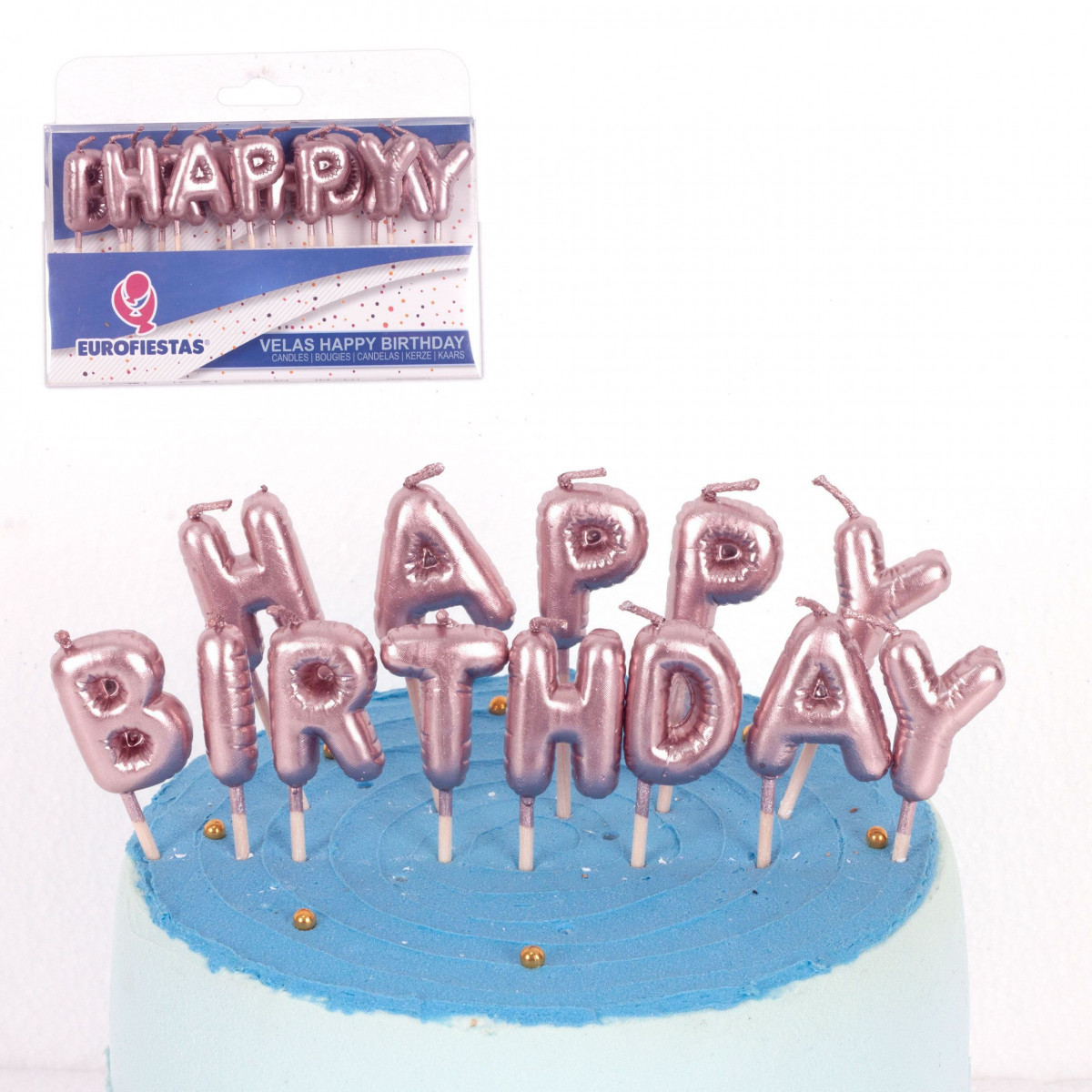 Set velas happy birthday oro rosa