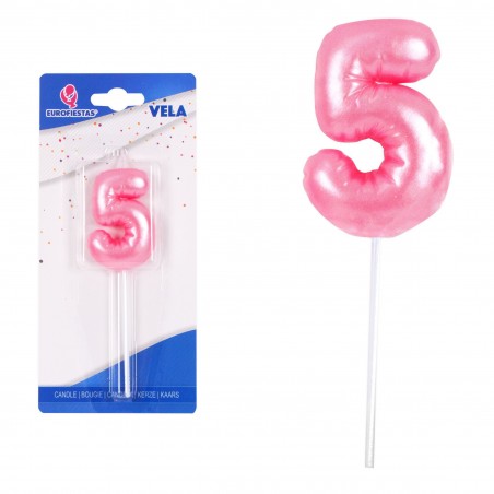 Vela Chubby Rosa Nº 5