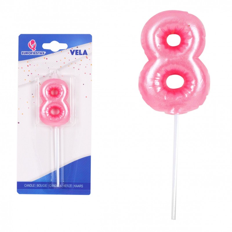 Vela chubby rosa nº 8