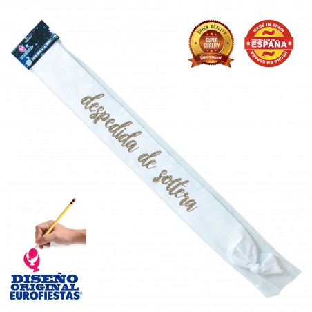 Banda Blanca Despedida Purpurina Oro