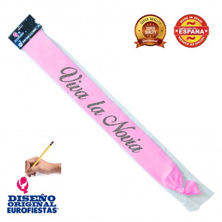 Banda Rosa Viva La Novia Purpurina Plata