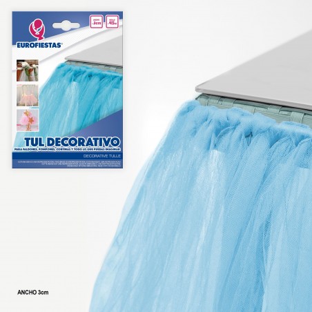 Rollo De Tul 45m 3cm Azul Celeste