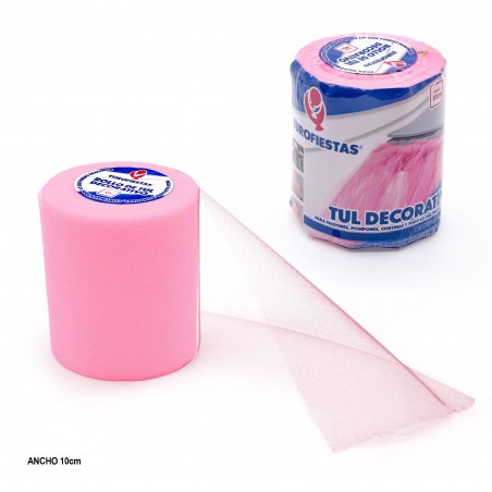 Rollo de tul 45m 10cm rosa