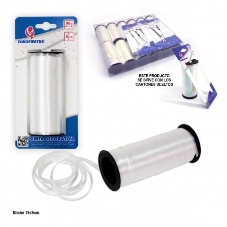 Cinta lazo rollo 100m 5mm blanca