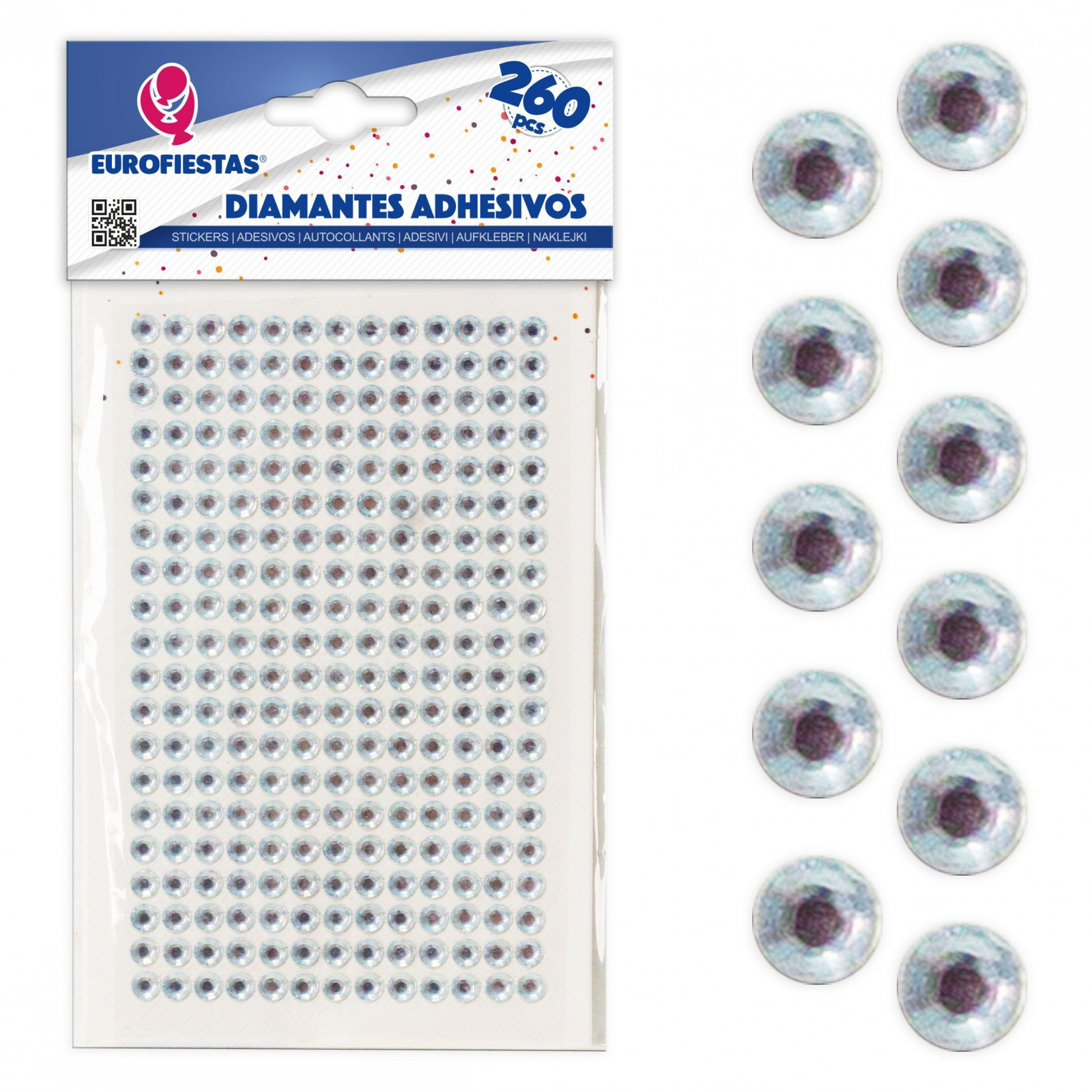 260 diamantes adhesivos med plata
