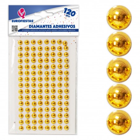 120 diamantes adhesivos gr oro chapado