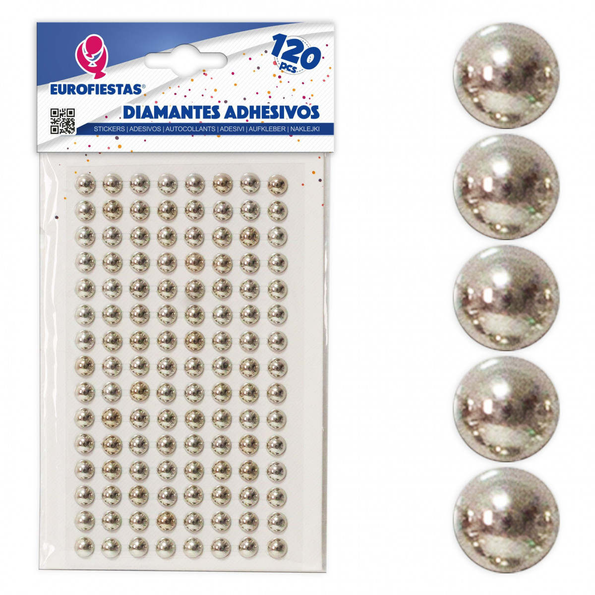 120 diamantes adhesivos gr plata chapado