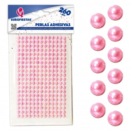 260 perlas adhesivas med rosa