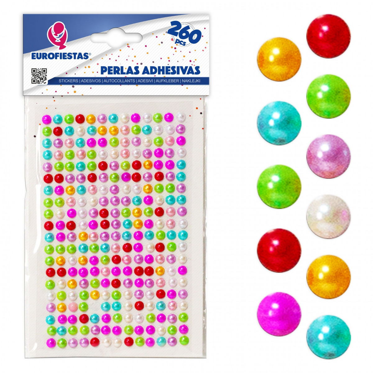260 perlas adhesivas med colores