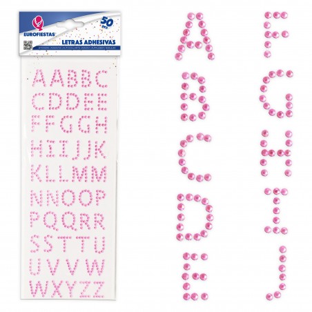 50 letras adhesivas rosa