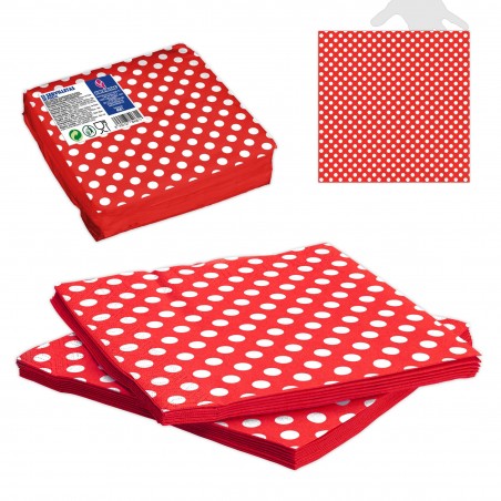 Servilletas Papel Lunares Rojas 12