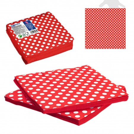 Servilletas papel lunares rojas 12