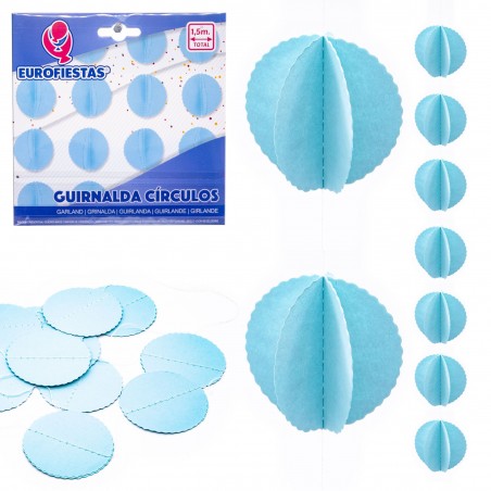 Guirnalda Circulos Papel Celeste