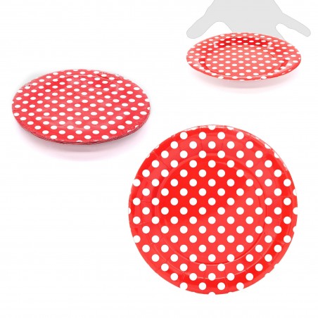 Platos desech.lunares 18cm rojos 10