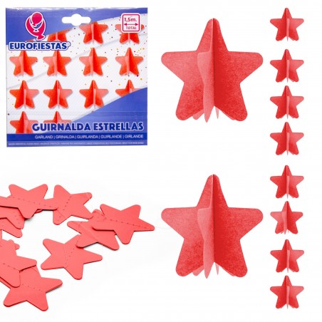 Guirnalda estrellas papel roja