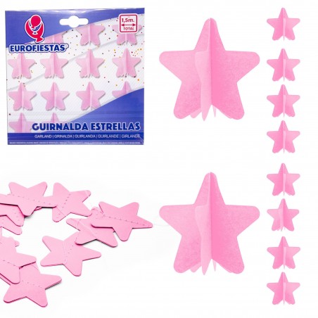 Guirnalda Estrellas Papel Rosa