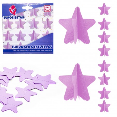 Guirnalda estrellas papel violeta