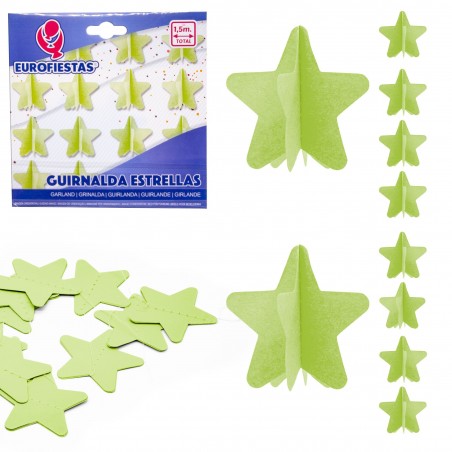 Guirnalda Estrellas Papel Verde
