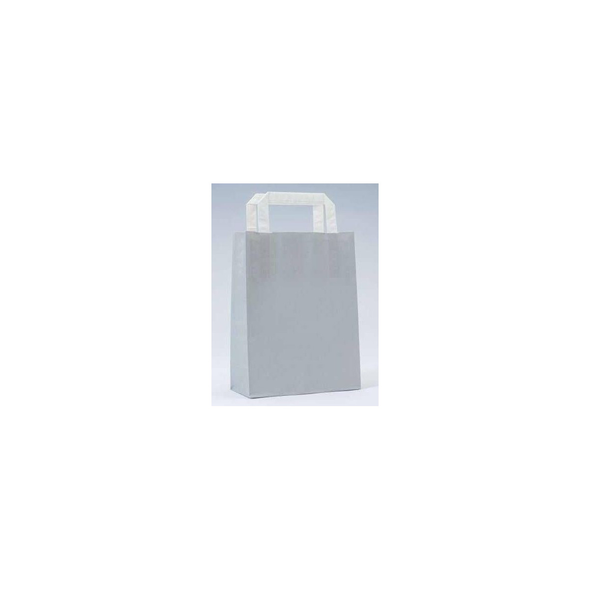 Bolsa de papel gris con asa plana