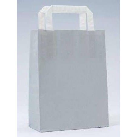 Bolsa de papel gris con asa plana