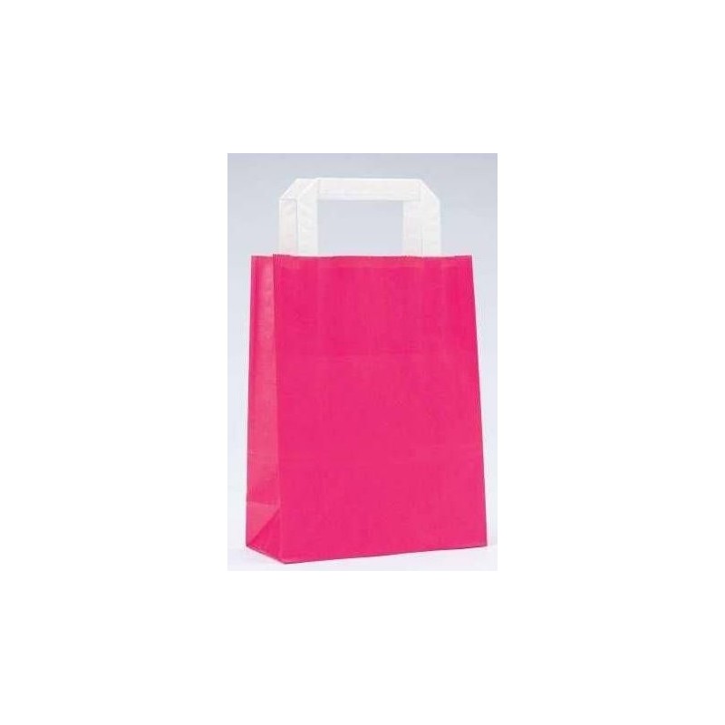 Bolsa de papel kraft fucsia con asa plana