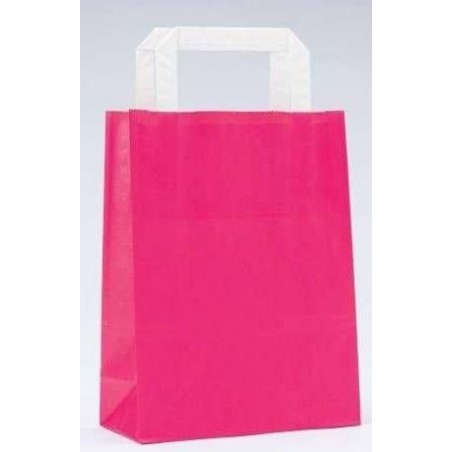 Bolsa de papel kraft fucsia con asa plana