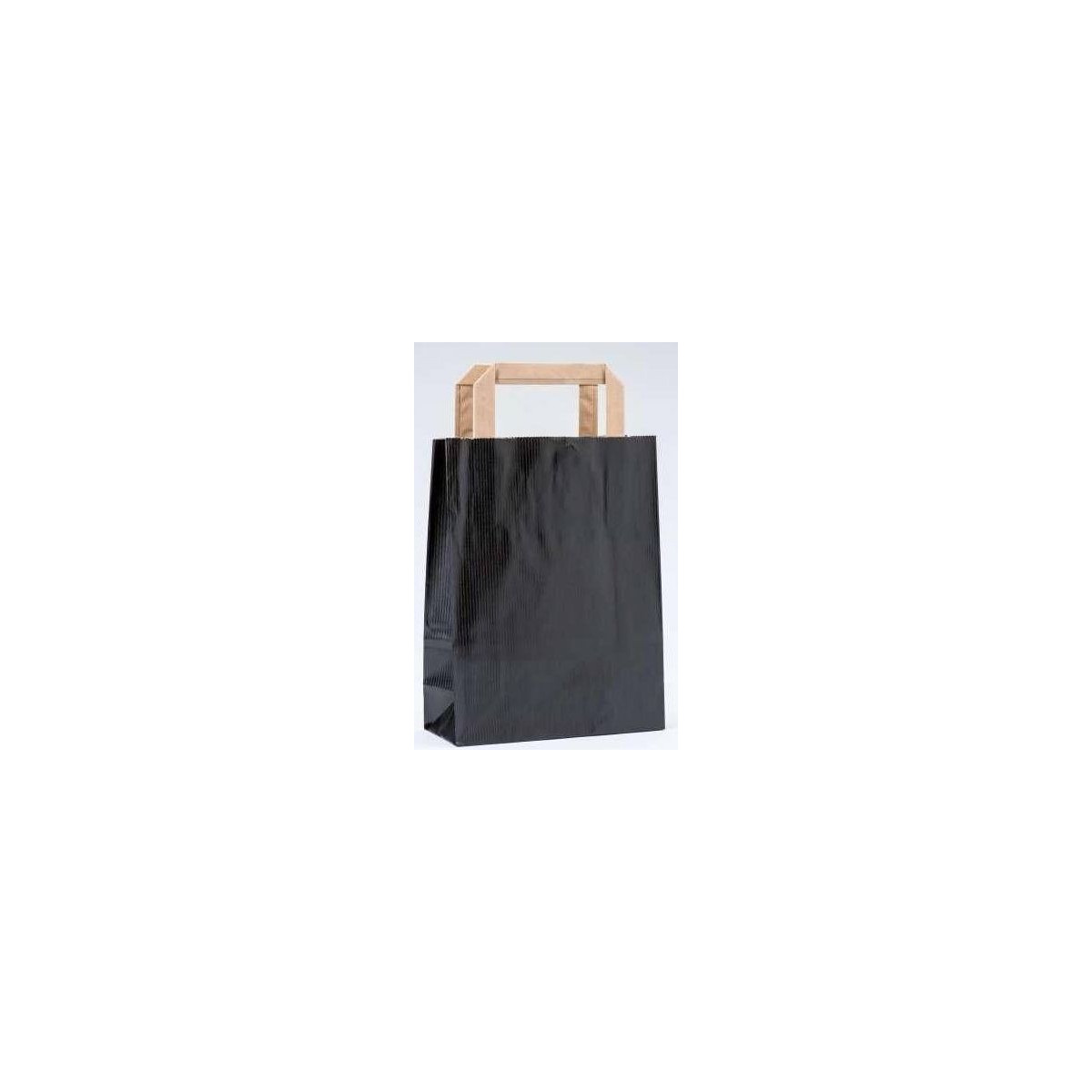 Bolsa de papel kraft negra con asa plana