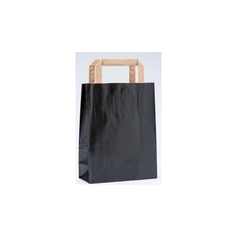 Bolsa De Papel Kraft Negra Con Asa Plana Bolsa De Papel Kraft Negra Con Asa Plana
