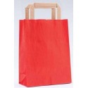 Bolsa de papel kraft roja con asa plana