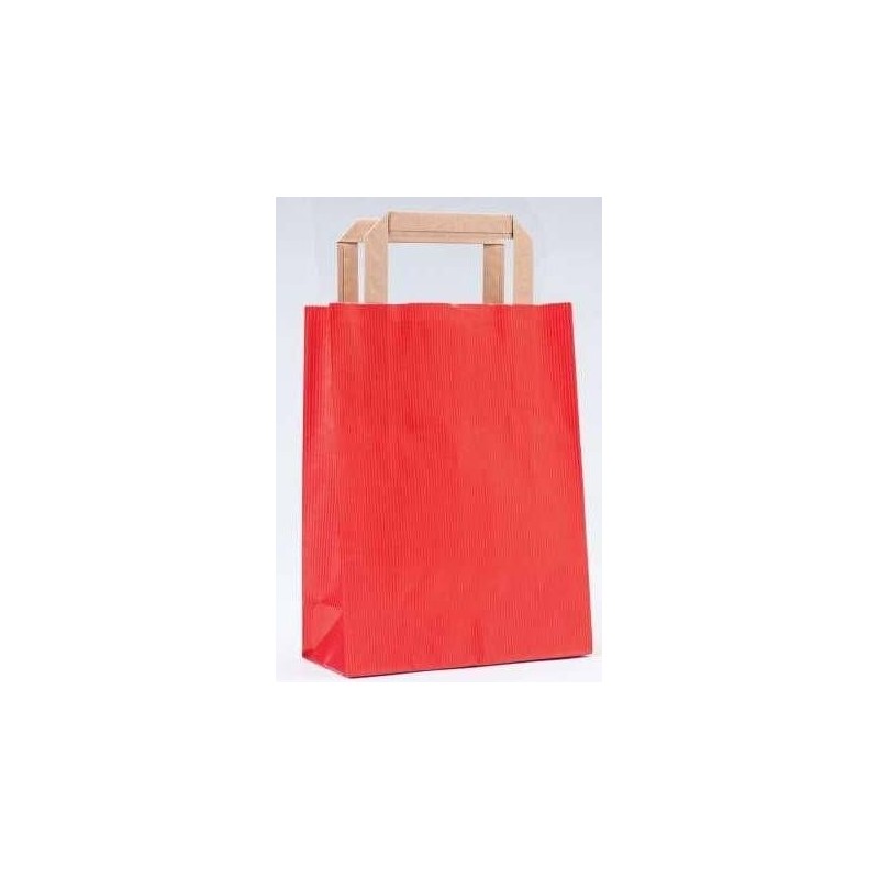 Bolsa de papel kraft roja con asa plana