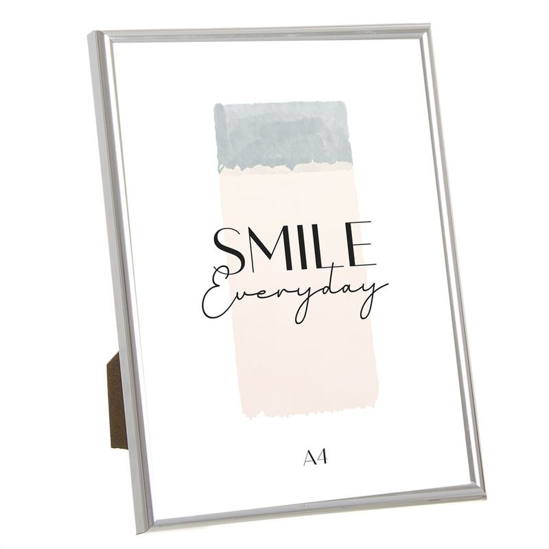 Marco de Fotos A4 Plateado con Frase "Smile Everyday