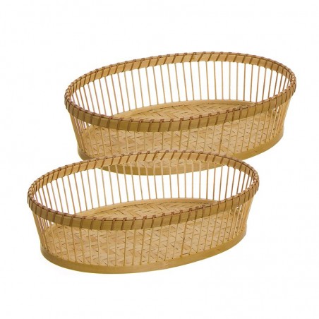 Juego De 2 Cestas Ovales Bambu