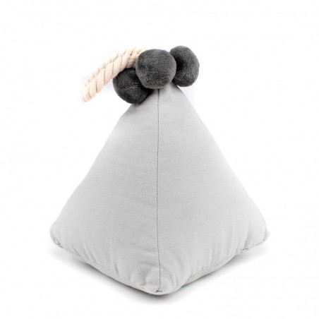 Sujetapuertas pompones gris perla